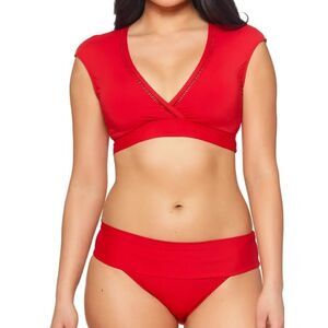 Bleu Rod Beattie Behind The Seams Cap Sleeve Crop Swim Top & Bottom 2 Pi…